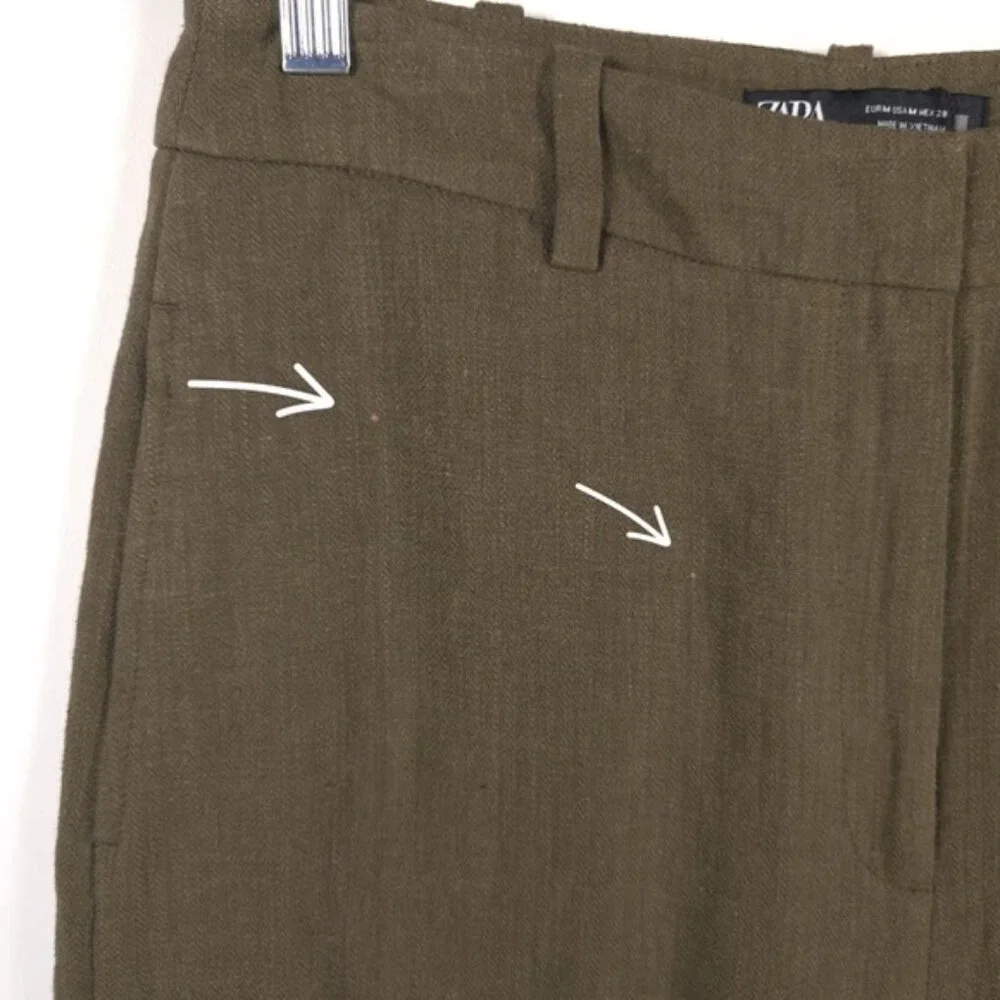 NWOT ZARA LINEN Blend Wide Leg‎ Knit Pants Trousers Crop 2753/220/505 MEDIUM